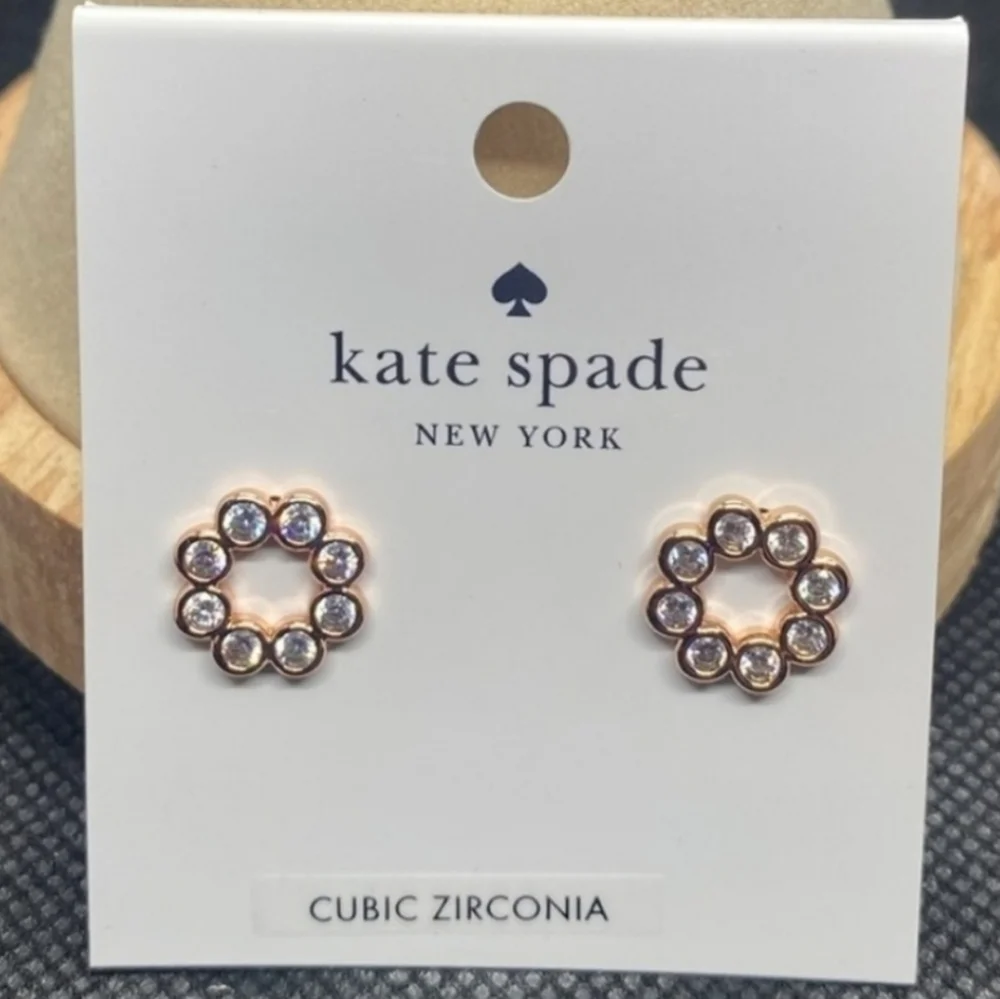 NWT Kate Spade Rose Gold Full Circle Crystal Earrings New In Packaging